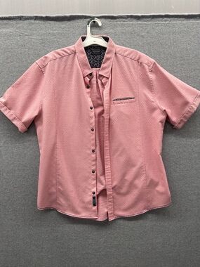 7 Diamonds 4 Way Stretch Button Down Shirt Mens Extra Large BKE Polka Dot
